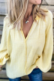 Casual Solid Patchwork V Neck Tops