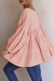 Casual Solid Split Joint V Neck Tops
