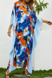 Fashion Street Print Split Joint V Neck Irregular Dresses