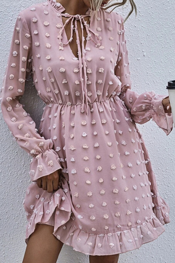 Fashion Street Solid Patchwork V Neck A Line Dresses