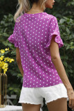 Fashion Street Polka Dot Split Joint V Neck T-Shirts