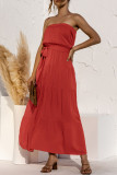 Fashion Casual Solid Split Joint Strapless A Line Dresses