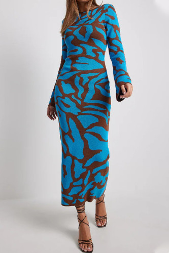 Casual Animal Print Contrast O Neck A Line Dresses