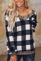 Fashion Casual Print Split Joint V Neck Tops
