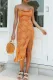 Elegant Color Lump High Opening Fold Spaghetti Strap Dresses