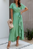 Elegant Floral Flounce With Belt Irregular Dress Dresses