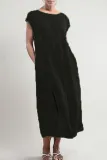 Fashion Vintage Solid Patchwork O Neck A Line Dresses