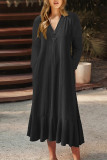 Casual Solid Pocket V Neck A Line Dresses(4 Colors)