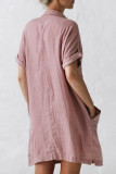 Fashion Casual Solid Split Joint Turndown Collar Straight Dresses