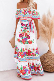 Fashion Street Print Split Joint Off the Shoulder A Line Dresses