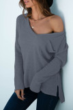 Fashion Casual Solid Split Joint V Neck T-Shirts