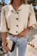 Elegant Solid Buckle Stringy Selvedge Turndown Collar Blouses(3 Colors)