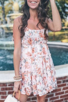 Fashion Street Print Split Joint Spaghetti Strap A Line Dresses
