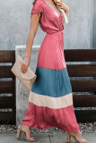 Elegant Solid Split Joint V Neck Dresses