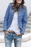 Solid Buttons Turn-back Collar Outerwear