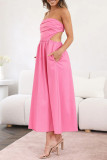 Sexy Celebrities Solid Backless Strapless Waist Skirt Dresses(4 Colors)