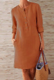 Fashion Casual Solid Split Joint O Neck A Line Dresses