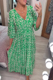 Elegant Floral Patchwork V Neck A Line Dresses