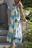 Casual Vacation Print Tie Dye Patchwork V Neck Sling Dress Dresses