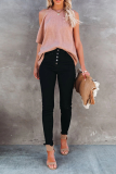 Fashion Casual Solid Split Joint O Neck T-Shirts