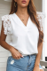 Fashion Casual Solid Lace Patchwork V Neck Tops
