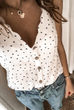 Casual Dot Split Joint V Neck Tops