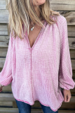 Casual Solid Patchwork V Neck Tops