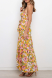 Elegant Floral Fold With Belt Strapless A Line Dresses