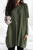 Casual Solid Patchwork Pocket V Neck Tops(4 Colors)