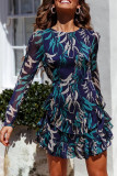 Fashion Casual Print Backless O Neck A Line Dresses