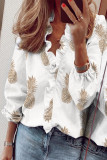 Casual Solid Flounce V Neck Tops