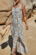 Fashion Street Print Slit V Neck A Line Dresses