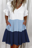 Casual Solid Split Joint V Neck A Line Dresses(4 Colors)