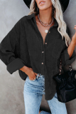 Casual Street Solid Buckle Turndown Collar Tops