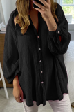 Casual Solid Patchwork Turndown Collar Tops