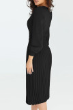 Solid Bandage O Neck One Step Skirt Dresses