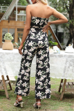 Elegant Floral Bandage One Shoulder Straight Jumpsuits