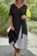 Casual College Solid Patchwork V Neck Irregular Dress Dresses