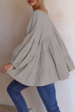 Casual Solid Split Joint V Neck Tops