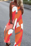 Casual Print Patchwork Loose Jumpsuits(4 Colors)