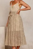 Fashion Street Solid Split Joint V Neck A Line Dresses