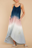 Fashion Street Tie Dye Split Joint Spaghetti Strap Irregular Dresses