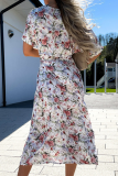 Elegant Floral Frenulum V Neck A Line Dresses