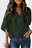 Casual Solid Patchwork V Neck Tops