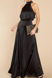 Fashion Casual Solid Patchwork Halter Loose Jumpsuits