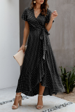Elegant Floral Flounce With Belt Irregular Dress Dresses
