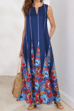 Casual Bohemian Print Pocket O Neck A Line Dresses