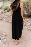 Casual Solid Backless Halter A Line Dresses