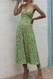 Fashion Casual Print Split Joint V Neck A Line Dresses