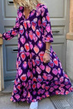Fashion Street Print Patchwork V Neck A Line Dresses